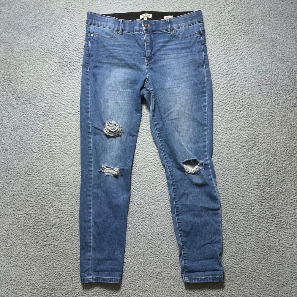 Juicy Couture Womens Size 14 Skinny Jeans Distressed Ripped Medium Wash‎ Denim